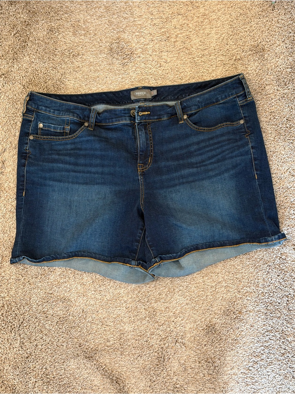 torrid Dark Wash Denim Roll-Hem Shorts
